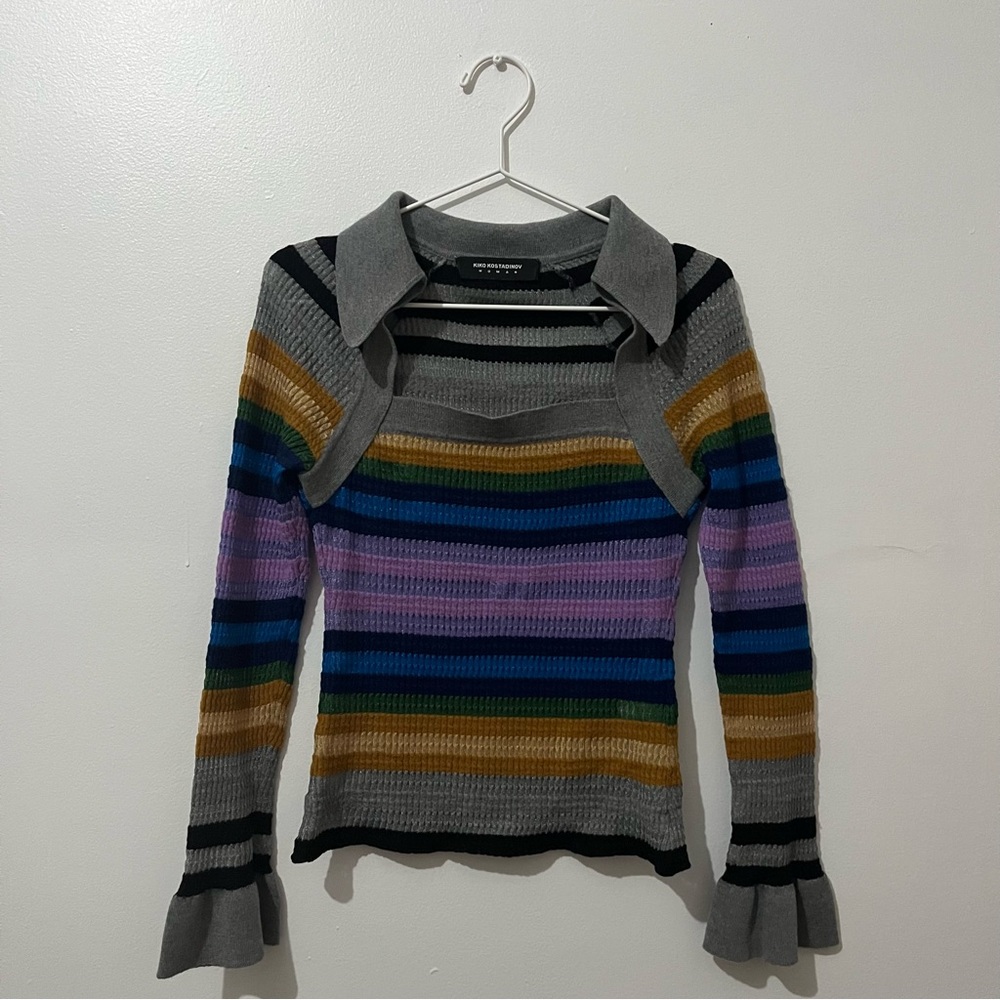 Kiko Kostadinov Esmeralda Striped Multicolor Top